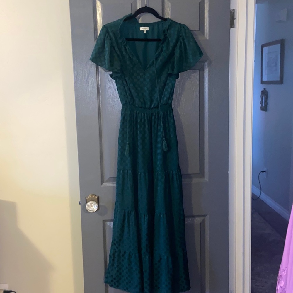 {Max Studio} green polka dot dress
